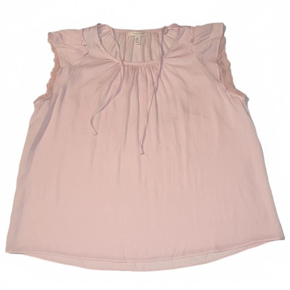 Lauren Conrad Pink Semi-Sheer Short Sleeve Shirt Tunic Blouse XXL B0041